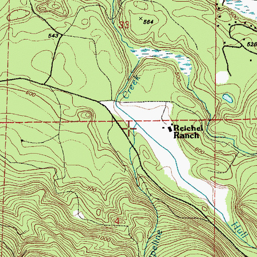 Topographic Map of Hull Creek, WA