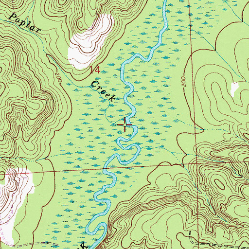 Topographic Map of Little Poplar Creek, AL