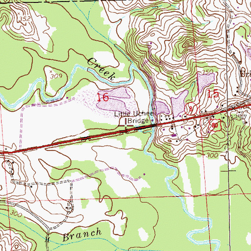 Topographic Map of Little Uchee Bridge, AL