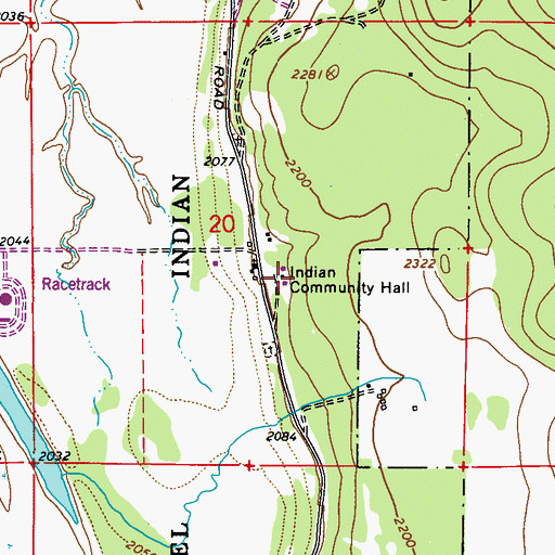 Topographic Map of Indian Community Hall, WA