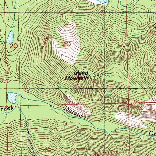 Topographic Map of Island Mountain, WA