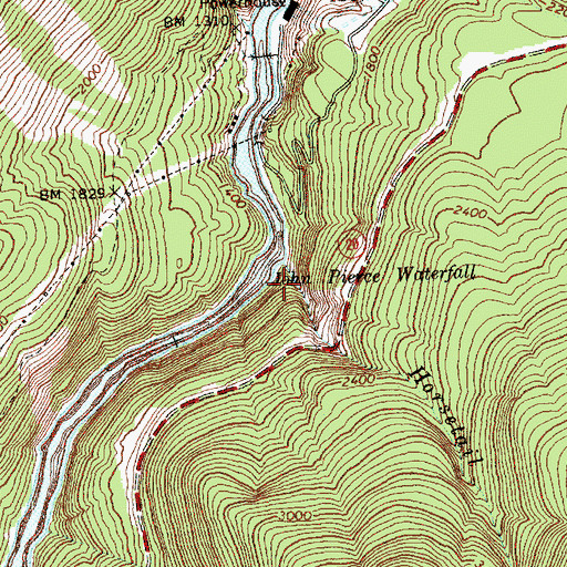 Topographic Map of John Pierce Waterfall, WA