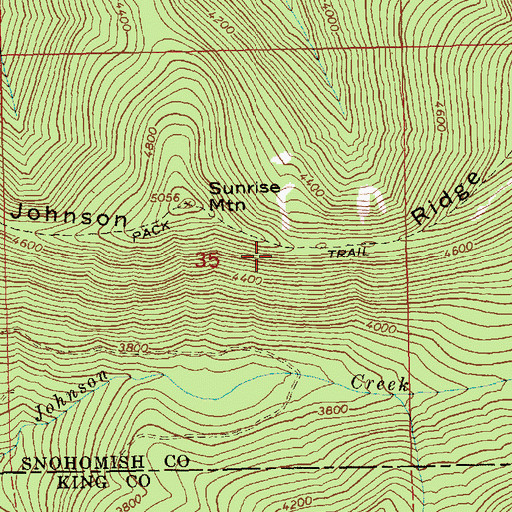 Topographic Map of Johnson Ridge, WA