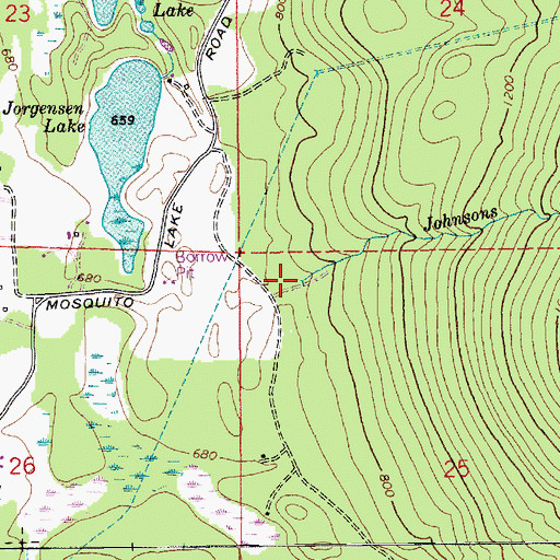 Topographic Map of Johnsons Creek, WA