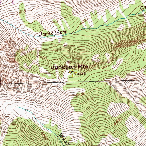 Topographic Map of Junction Mountain, WA