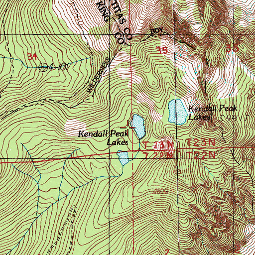 Topographic Map of Kendall Peak Lakes, WA
