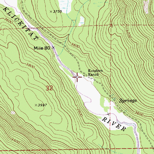 Topographic Map of Kesslers Ranch, WA