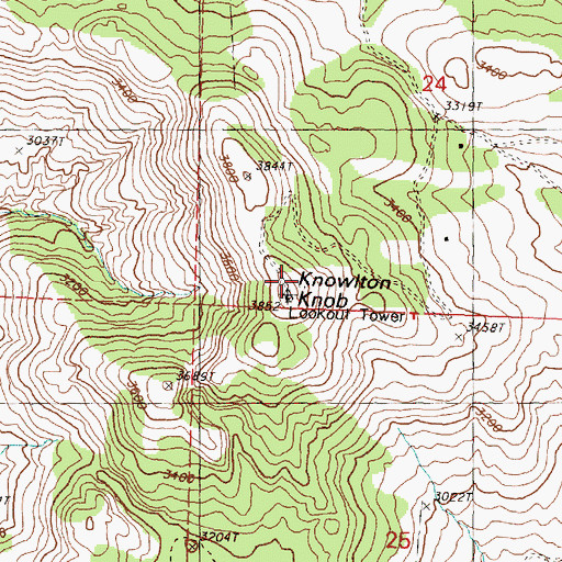 Topographic Map of Knowlton Knob, WA