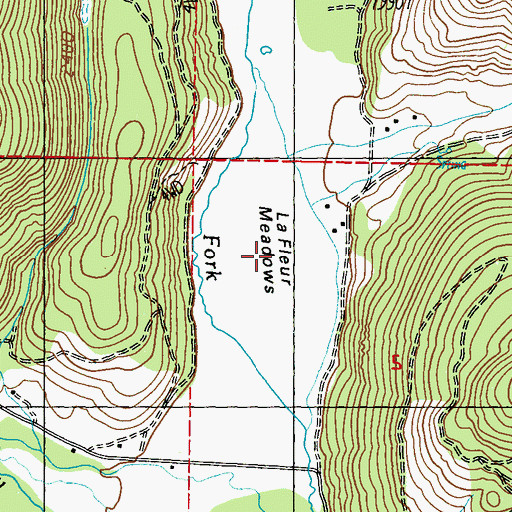 Topographic Map of LaFleur Meadows, WA