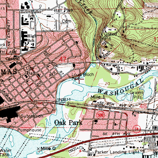 Topographic Map of Lacamas Creek, WA