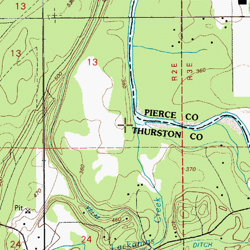 Topographic Map of Lackamas Creek, WA