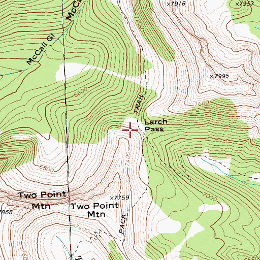 Topographic Map of Larch Pass, WA
