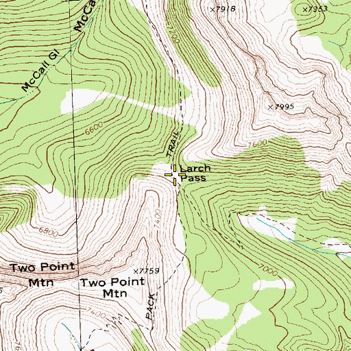 Topographic Map of Larch Pass, WA