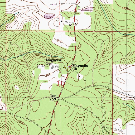 Topographic Map of Magnolia Baptist Church, AL
