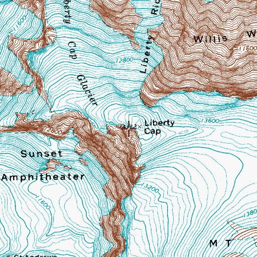 Topographic Map of Liberty Cap, WA