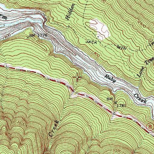 Topographic Map of Lillian Creek, WA