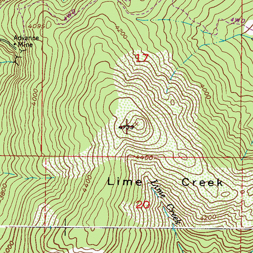 Topographic Map of Lime Creek Mountain, WA