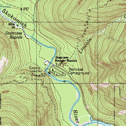 Topographic Map of Staircase Ranger Station, WA