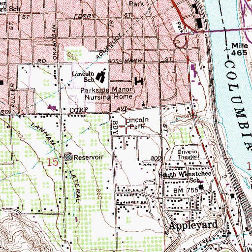 Topographic Map of Lincoln Park, WA