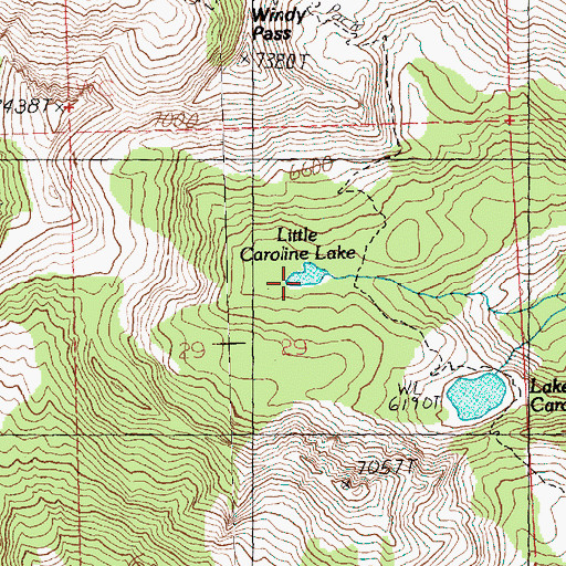 Topographic Map of Little Caroline Lake, WA