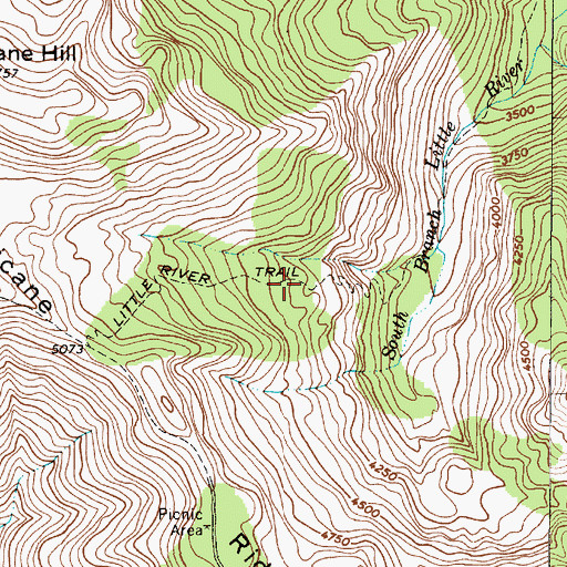 Topographic Map of Little River Trail, WA