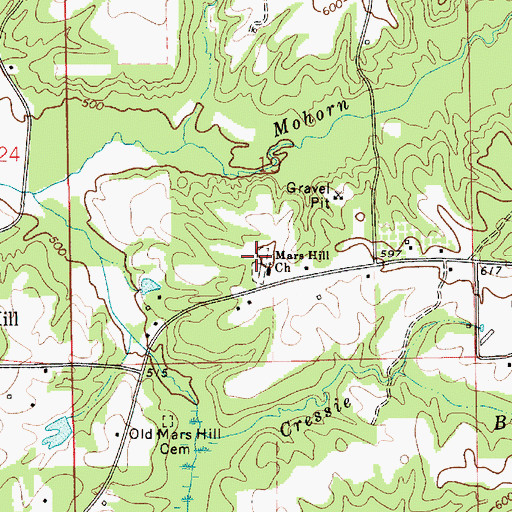 Topographic Map of Mars Hill Church, AL