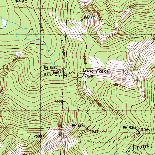 Topographic Map of Lone Frank Pass, WA