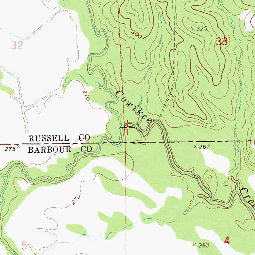 Topographic Map of Martin Creek, AL