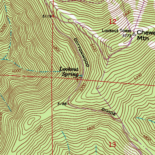 Topographic Map of Lookout Spring, WA
