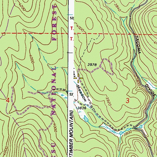 Topographic Map of Lost Meadow, WA