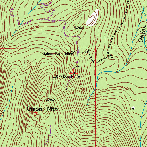 Topographic Map of Lucky Boy Mine, WA