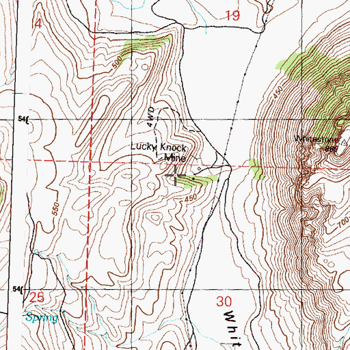 Topographic Map of Lucky Knock Mine, WA