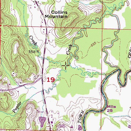 Topographic Map of McAfee Creek, AL