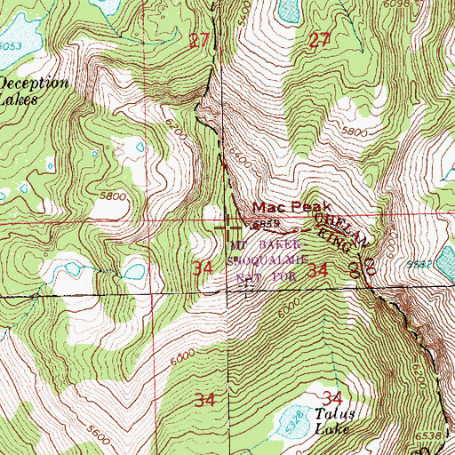 Topographic Map of Mac Peak, WA