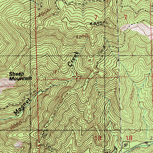 Topographic Map of Magnet Creek Trail, WA
