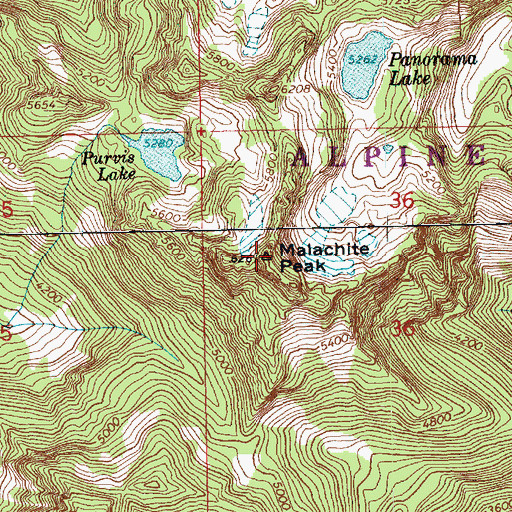 Topographic Map of Malachite Peak, WA