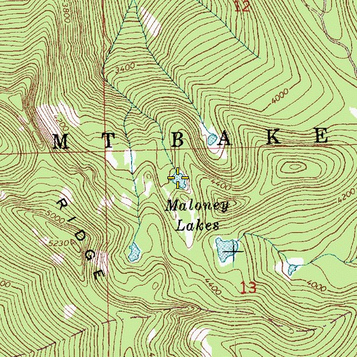 Topographic Map of Maloney Lakes, WA