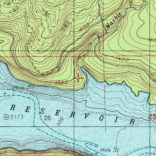 Topographic Map of Marble Creek, WA