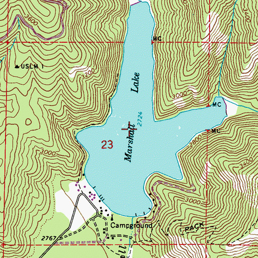 Topographic Map of Marshall Lake, WA