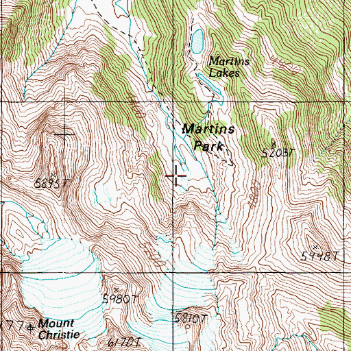 Topographic Map of Martins Park, WA