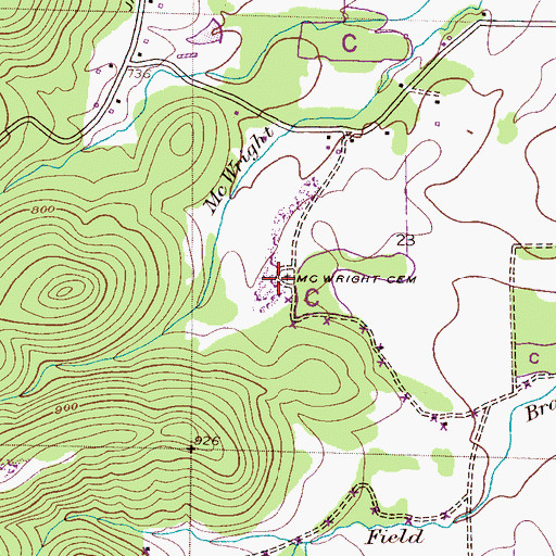 Topographic Map of McWright Cemetery, AL