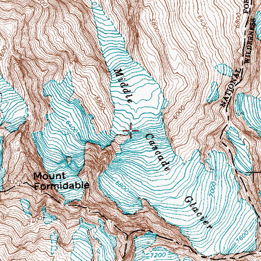 Topographic Map of Middle Cascade Glacier, WA