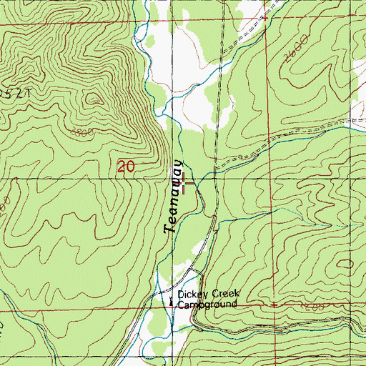 Topographic Map of Middle Creek, WA