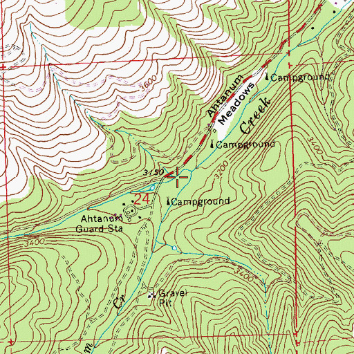 Topographic Map of Middle Fork Ahtanum Creek, WA