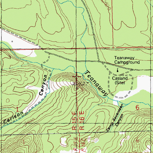 Topographic Map of Middle Fork Teanaway River, WA