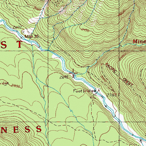 Topographic Map of Miners Creek, WA