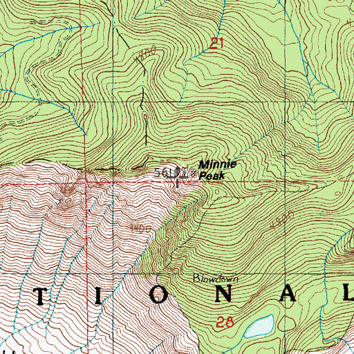 Topographic Map of Minnie Peak, WA