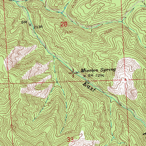 Topographic Map of Mission Spring, WA