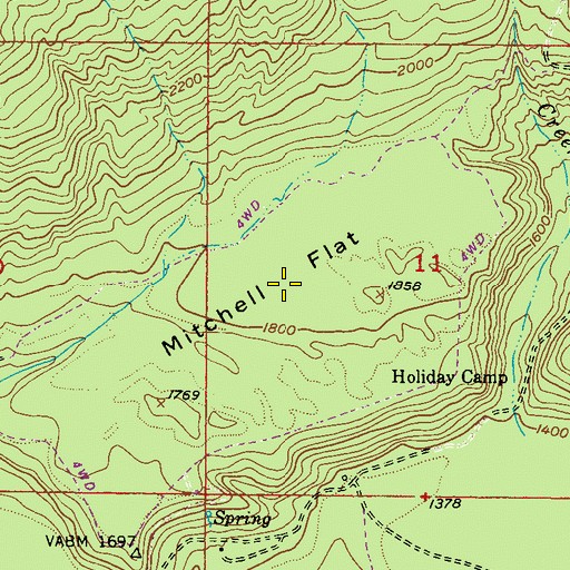 Topographic Map of Mitchell Flat, WA