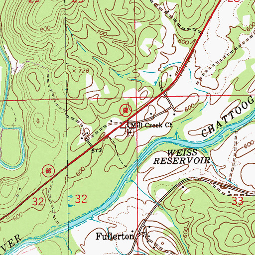 Topographic Map of Mill Creek Missionary Baptist Church, AL